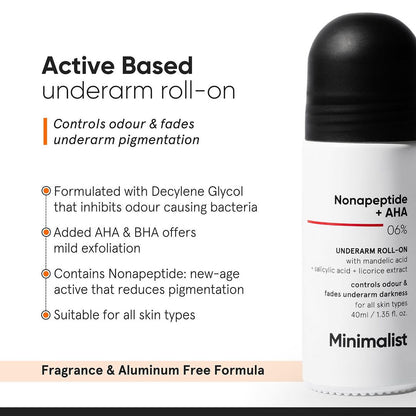 Minimalist Nonapeptide + AHA 06% Underarm Roll on 40ml