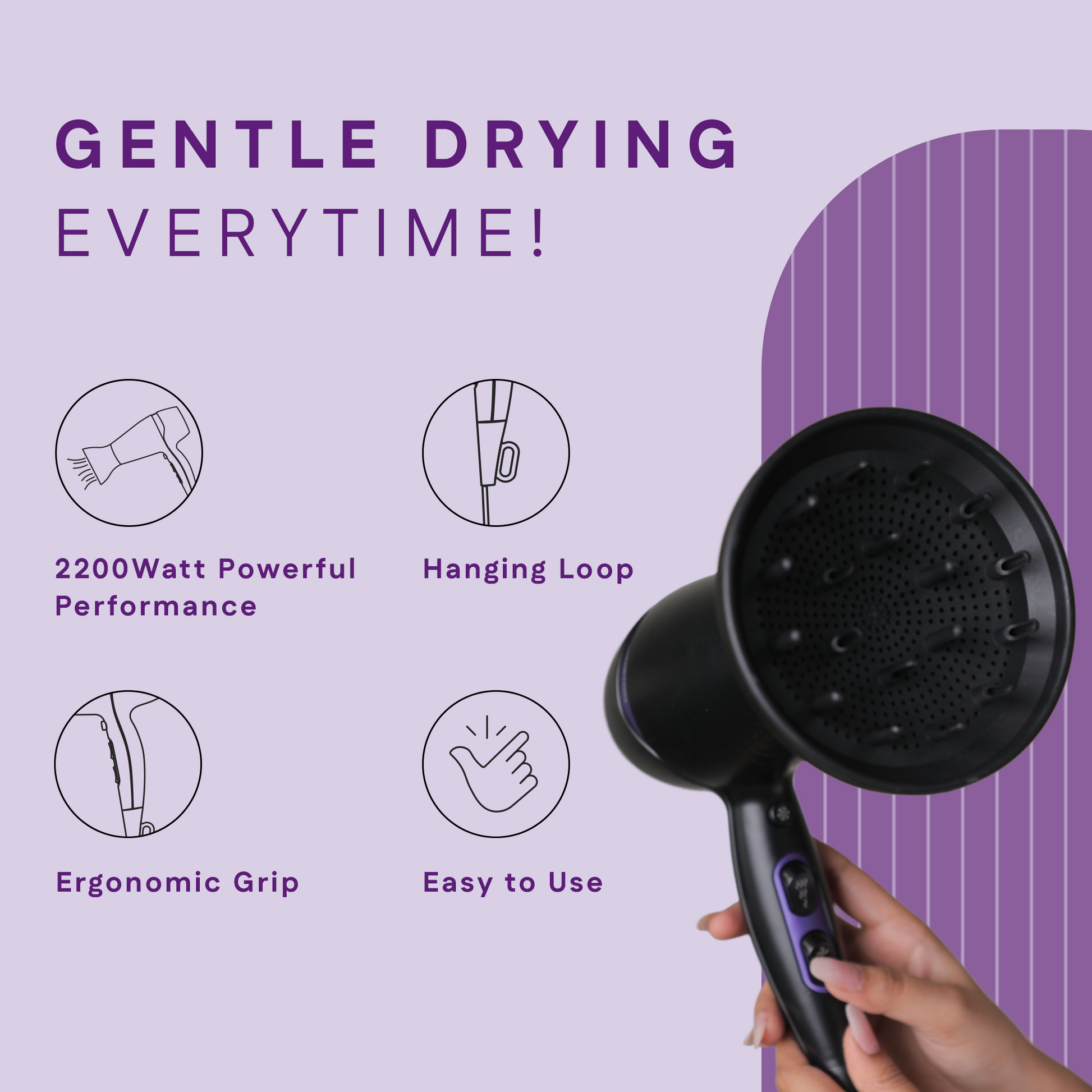 Winston Turbo Smart Dryer 2200 Watt | High-Speed Drying with Diffuser & Concentrator | Winston at Broadway
