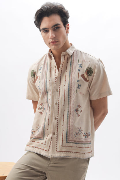 Sands of Sahara Embroidered Half Sleeve Shirt