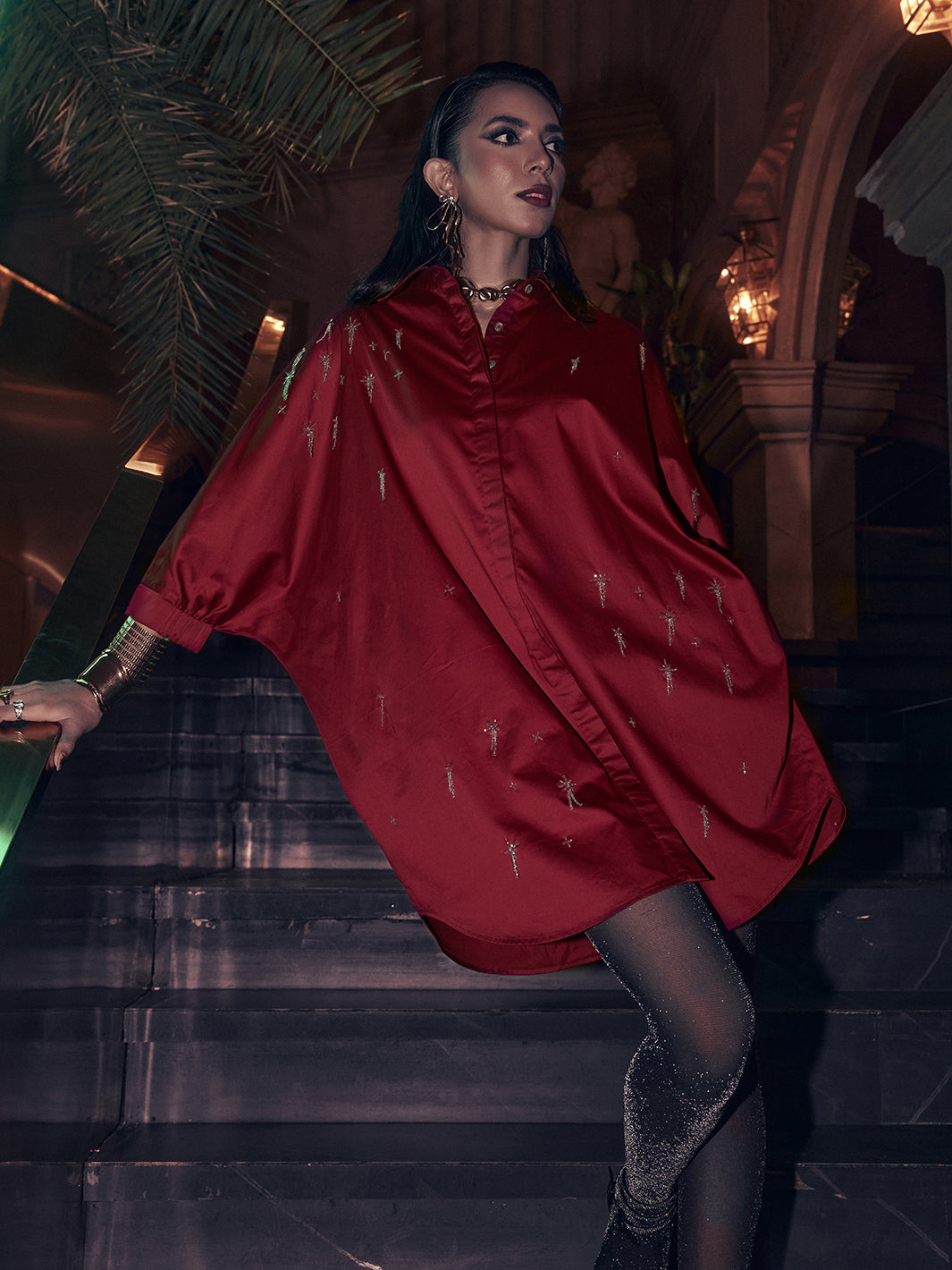 Aviory Embroidered Freesize Shirt Dress