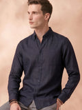 Regular Fit Black Linen Solid Casual Shirt for Men (LITRA)