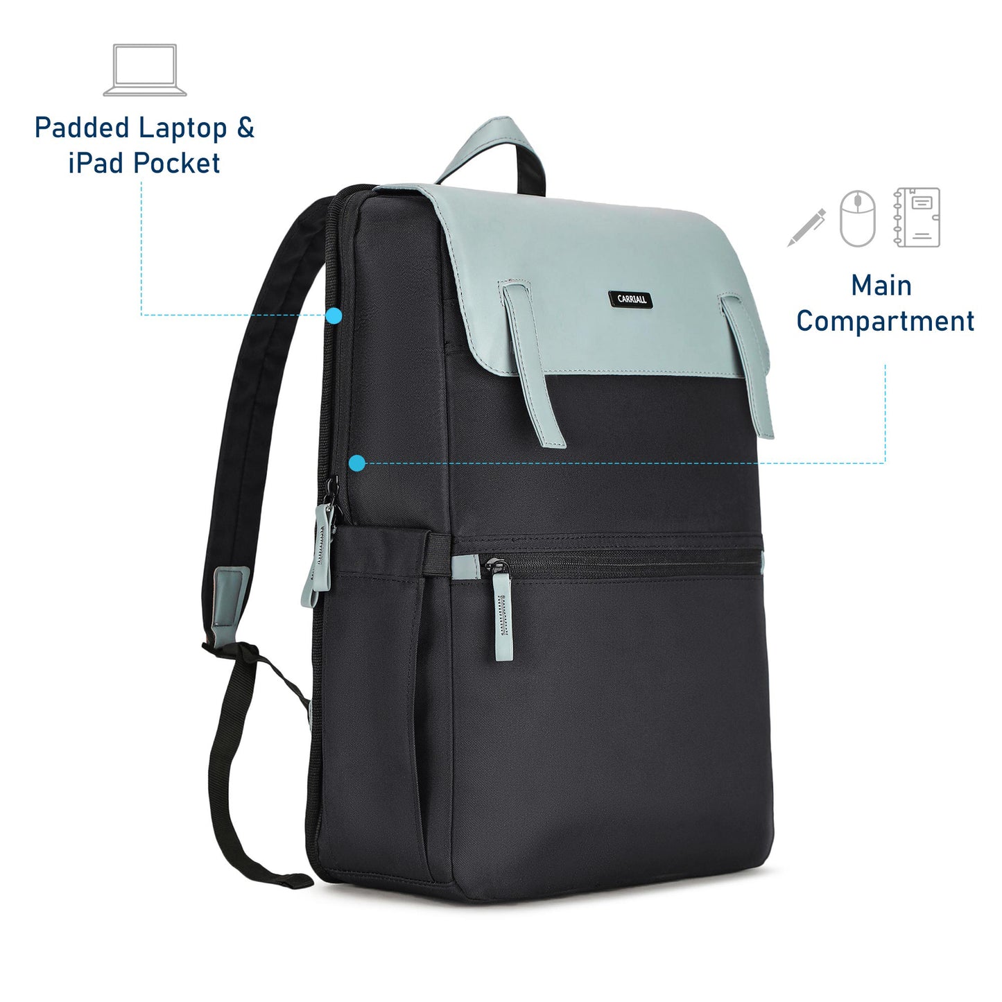  Carriall Aero Black casual laptop backpack 