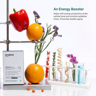 Origins Nutra Ubiquinol (100mg) | Boost Energy, Supports Heart & Healthy Ageing, Enhance Antioxidant Protection | Ubiquinol | GMP Certified | For Men & Women | 28 Soft Gels