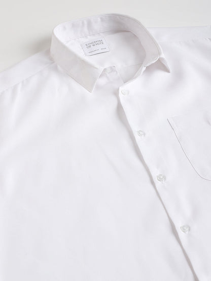 Patch Pocket Dobby Cotton White Shirt - Orchard