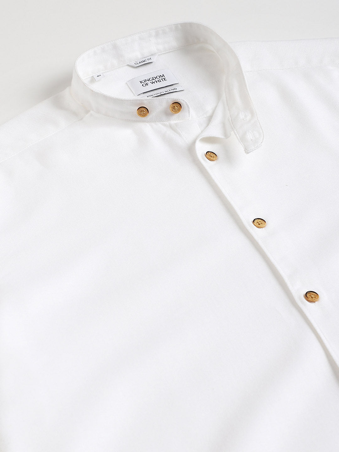 Extended Mandarin Collar White Shirt - Explore