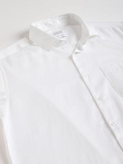 Cutaway Collar Pure Cotton White Shirt - Bay Area