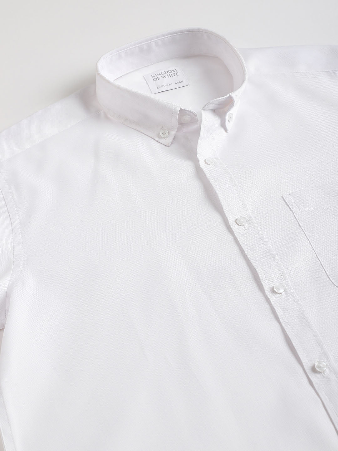 Buttondown Collar Structured Dobby White Shirt - Berlin