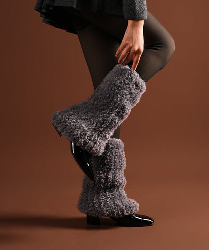 Plush Ribbed Leg Warmer - Grey