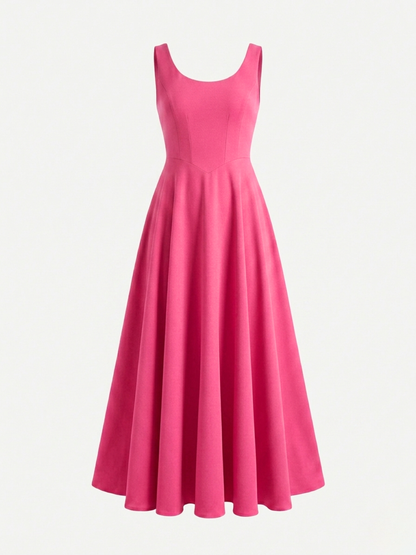 Stretchable Corset Fit & Flare Midi Dress