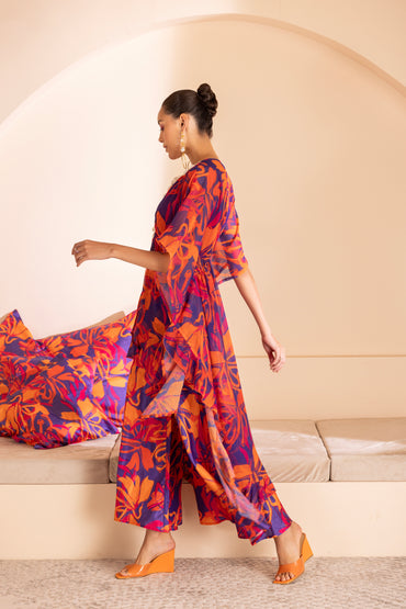Vibrant Color Pop Printed Kaftan Ensemble