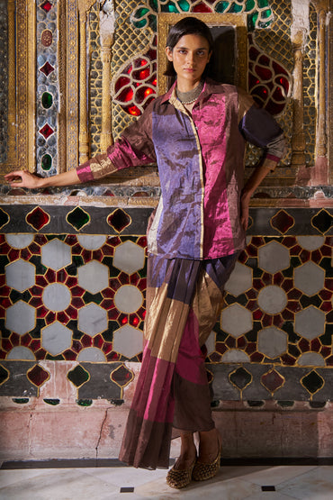 STRIPED BENARES TISSUE SKIRT