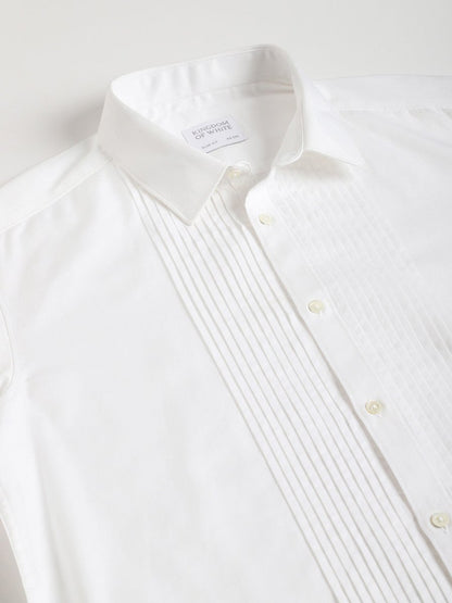 Pleated Premium Satin White Shirt - Tux