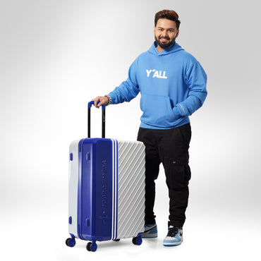 Nasher Miles Vegas Hard-Sided Polycarbonate Check-in Luggage Blue&Silver 24 inch |65 Trolley Bag