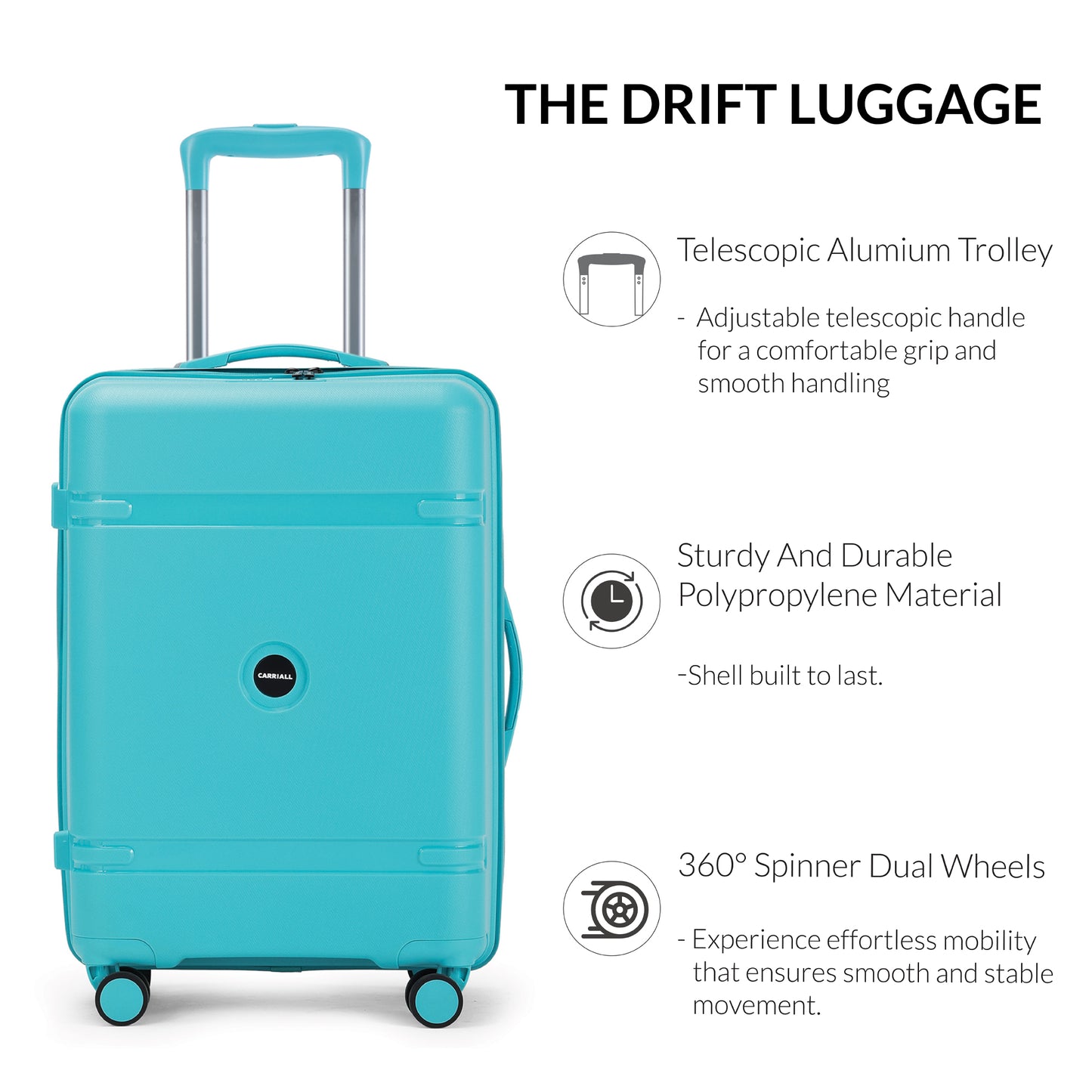 Carriall Drift ( PP ) Blue hardsided 24 inch check-in luggage