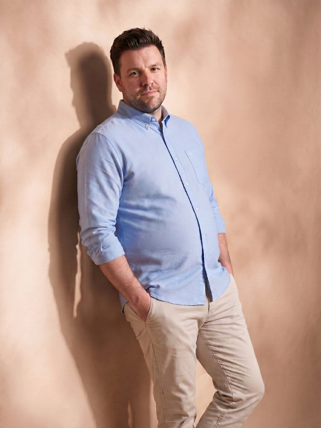 Blue Regular Fit Solid Plus Size Casual Shirt for Men (AQUIN)