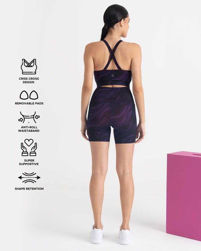 Cosmic Waves Sports Bra | Hunnit at Broadway