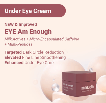 EYE Am Enough Under Eye Cream for Dark Circle Reduction | Complete Under Eye Care with Milk Actives + Micro Encapsulated Caffeine + Multi Peptides - Neude Skin