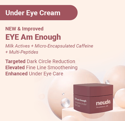 EYE Am Enough Under Eye Cream for Dark Circle Reduction | Complete Under Eye Care with Milk Actives + Micro Encapsulated Caffeine + Multi Peptides - Neude Skin