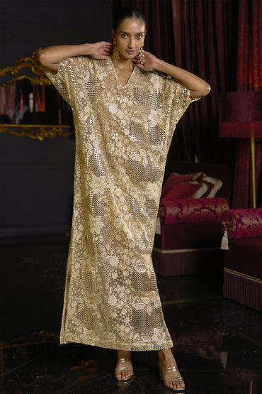 MIRROR AND BEAD EMBROIDERED KAFTAN