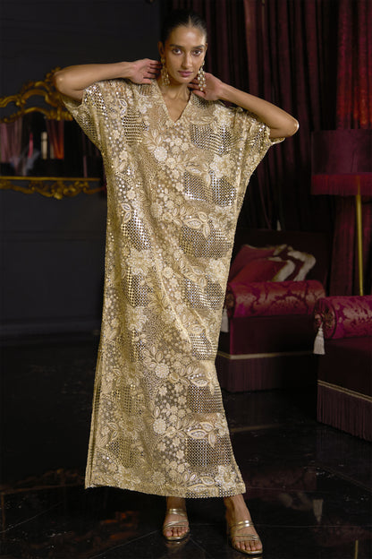 MIRROR AND BEAD EMBROIDERED KAFTAN