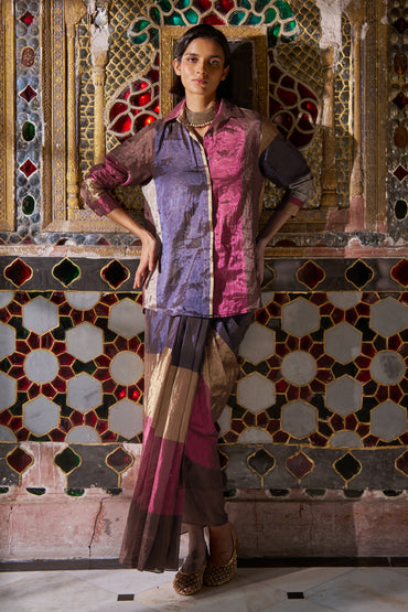 STRIPED BENARES TISSUE SKIRT SET