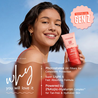 Detan+ Dewy Gel Sunscreen SPF 50+ PA++++ with 2% Kojic-Hyaluron Complexâ„¢ & Wild Berries - 80g
