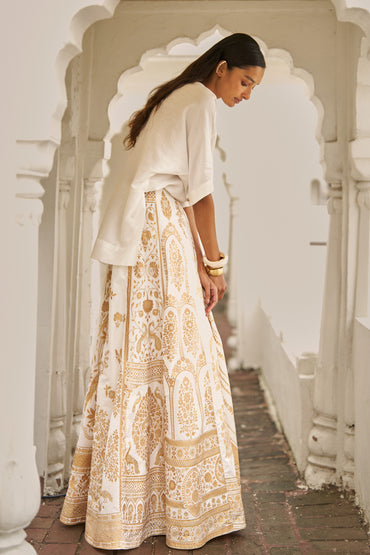 SILK BROCADE MAXI SKIRT SET