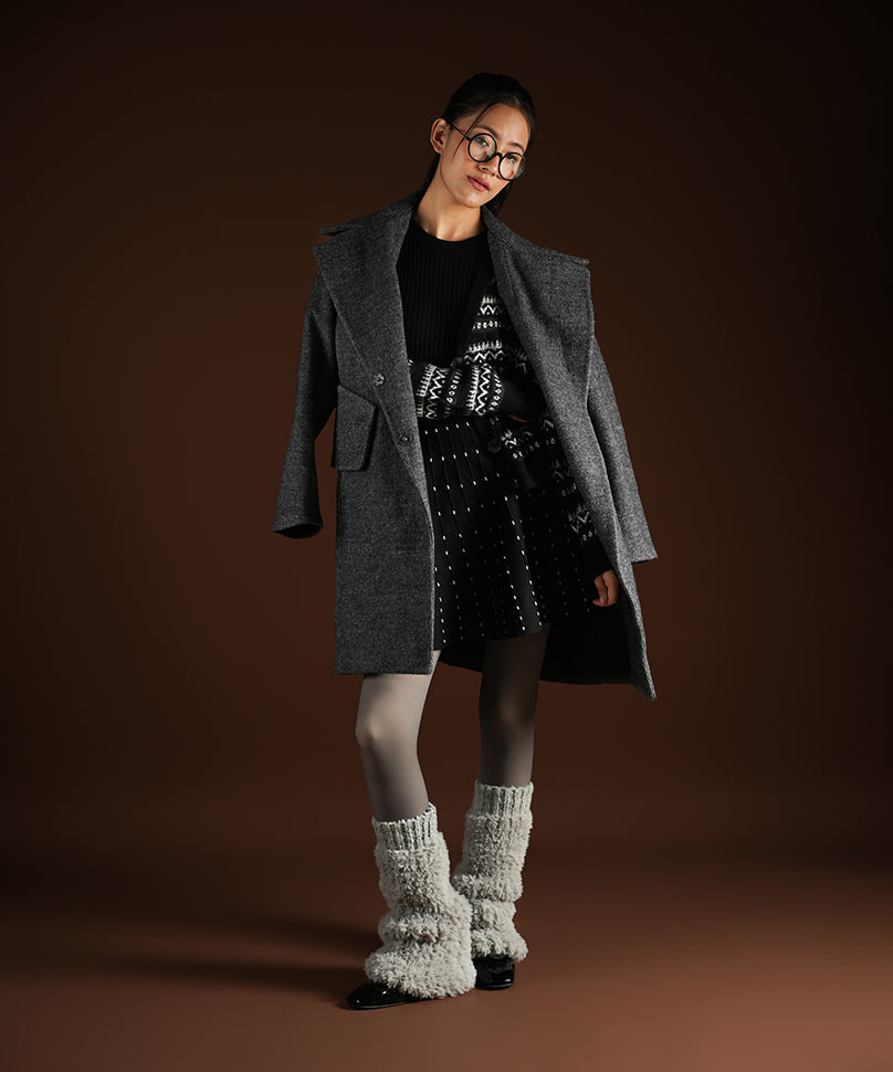 Banded Plush Ribbed Leg Warmer - Light Grey