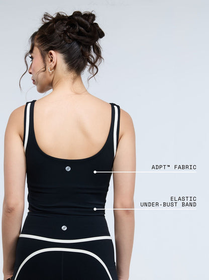 Black Aerial Contrast Crop Tank