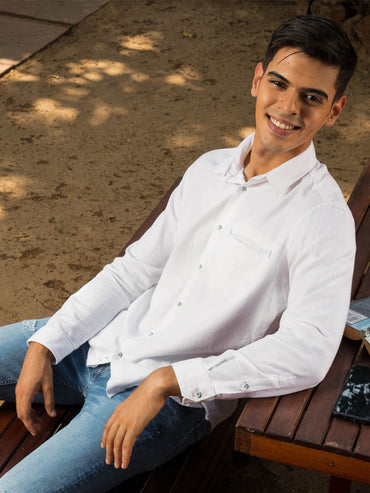 Buttondown Collar Cotton Linen French Placket Welt Pocket - Porto