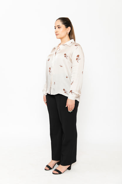 Contemponari-Wilted Petals Shirt-White | Contemponari at Broadway