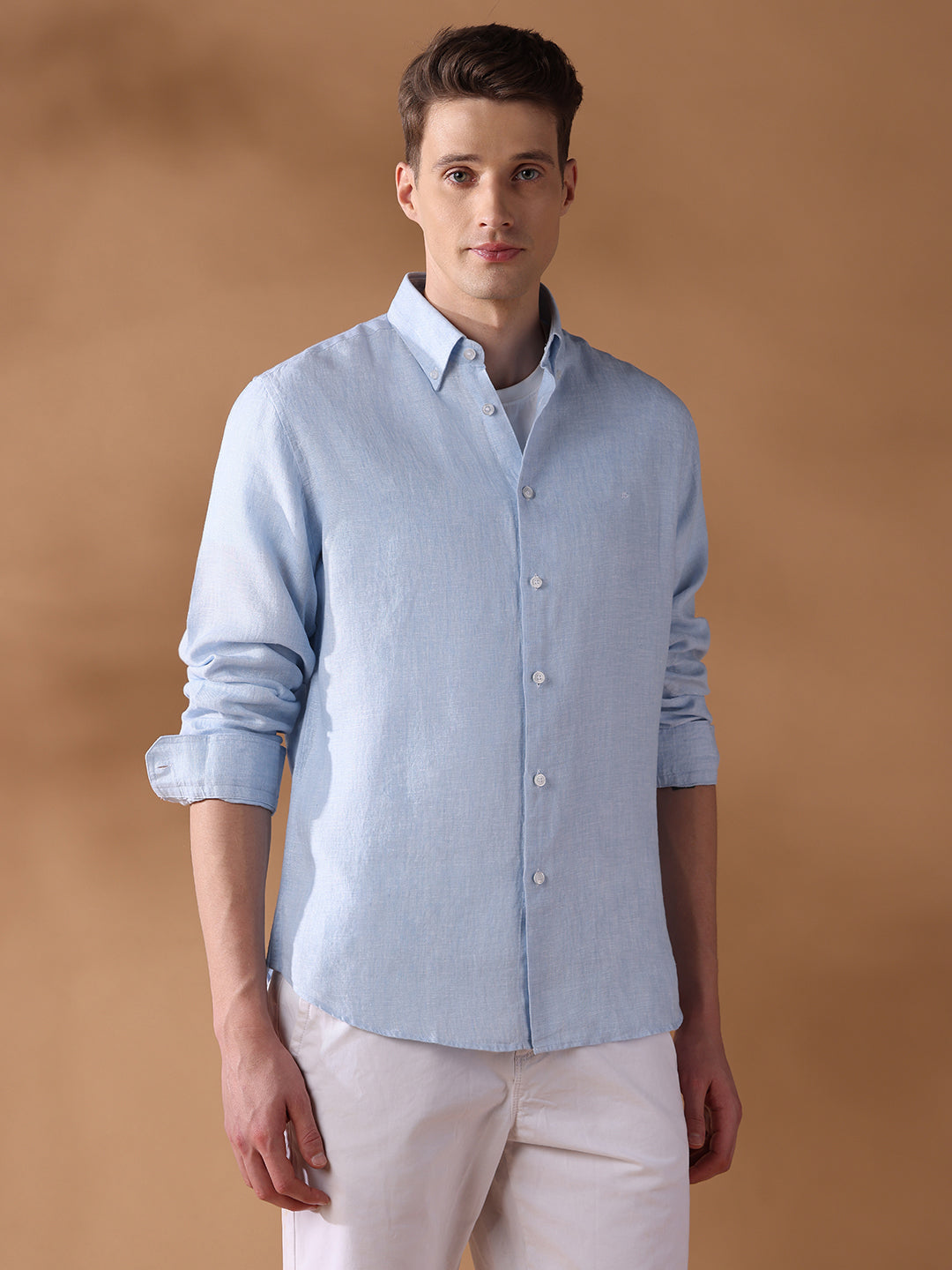 Blue Regular Fit Solid Casual Shirt for Men (LILA)