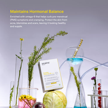 Origins Nutra Evening Primrose Oil | Supports Hormonal Balance, Lowers PMS Symptoms, Improves Skin Health| Evening Primrose Oil | GMP Certified | For Men & Women | 28 Veg Soft Gels.