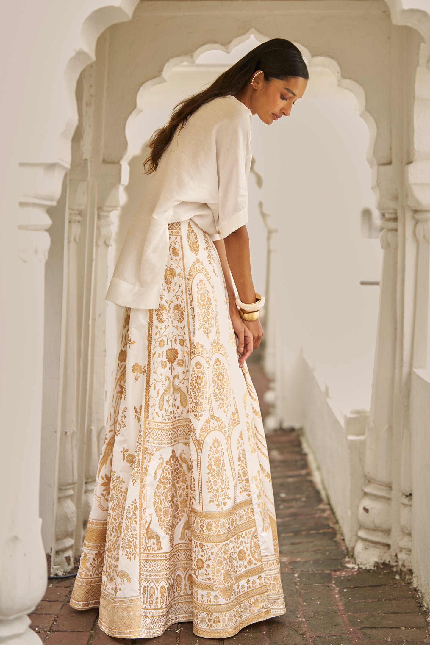 BENARES SILK BROCADE MAXI SKIRT