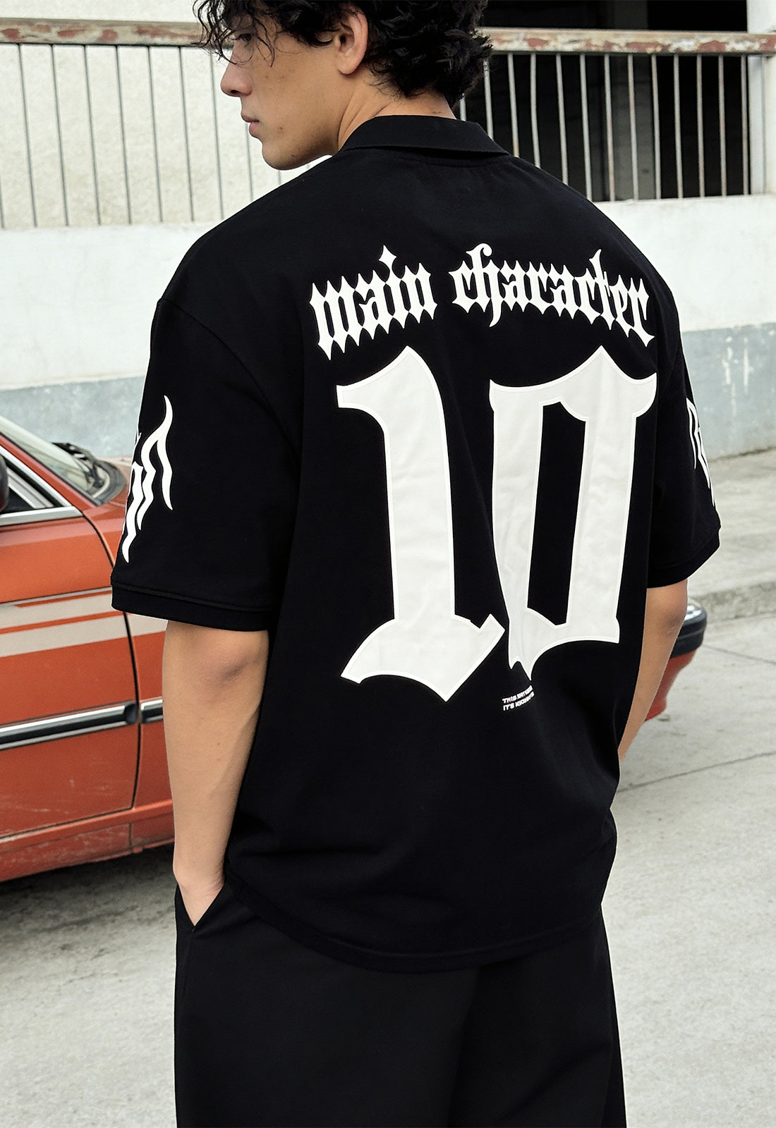 Black-Ten Oversized Polo T-Shirt