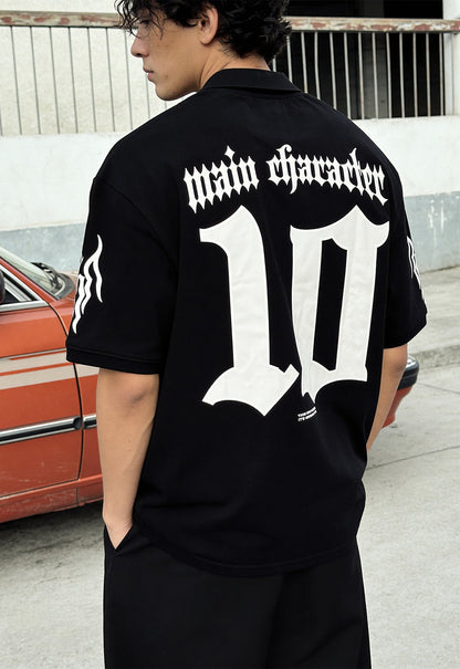 Black-Ten Oversized Polo T-Shirt