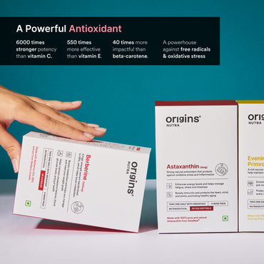 Origins Nutra Astaxanthin | Super Antioxidant, UV Protection, Heart, Skin & Eye Health, Joint Support | AstaReal® | GMP Certified| Non-GMO | For Men & Women| 28 Veg Softgel.