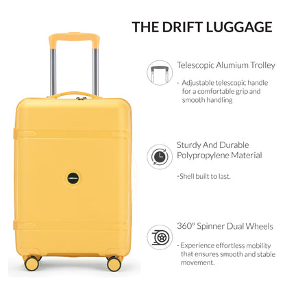 Carriall Drift ( PP ) Yellow hardsided 20 inch cabin luggage