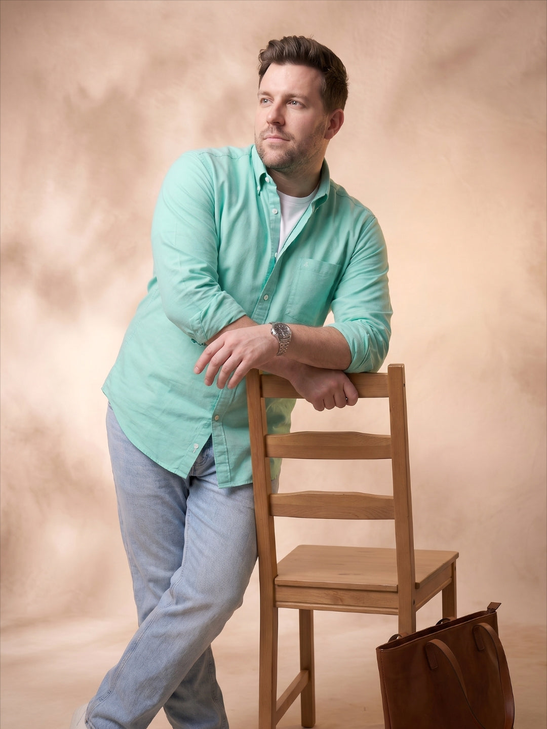 Lime Green Regular Fit Solid Plus Size Casual Shirt for Men (ARMON)