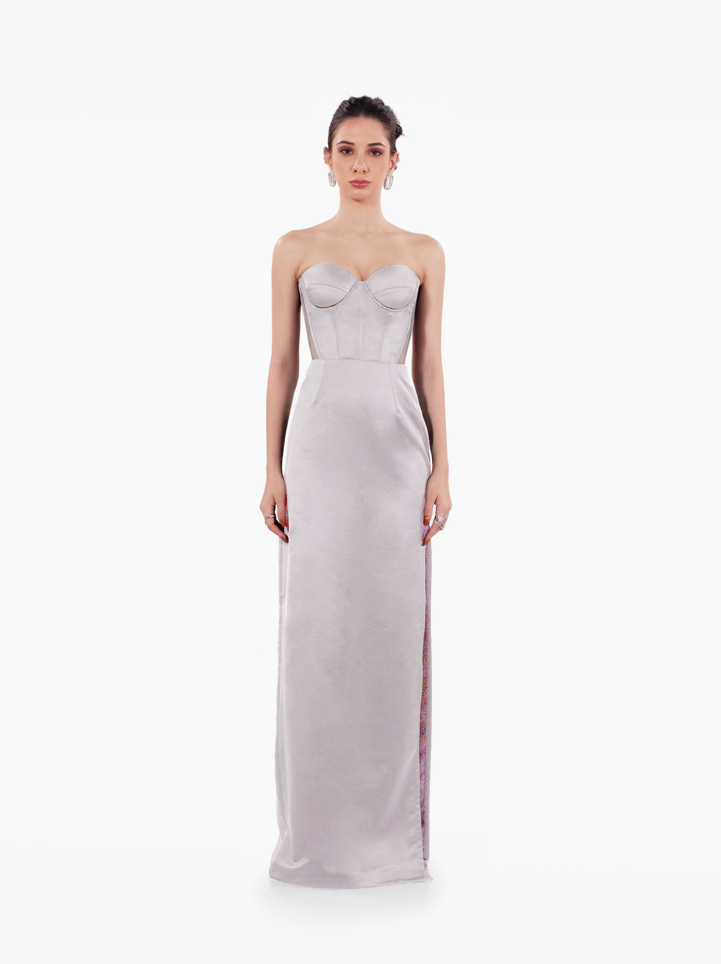late night skirt - black satin maxi skirt with darts and a side slit for formal occasions by SOLÉITE