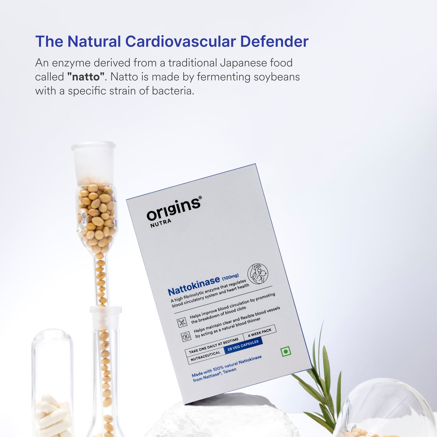 Origins Nutra Nattokinase | Promote Heart Health, Natural Blood Thinner, Control High Blood Pressure | Nattokinase |GMP Certified | For Men & Women | 28 Capsules.