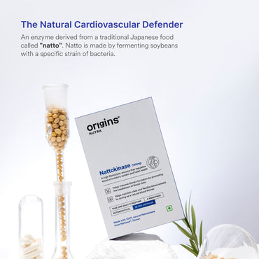 Origins Nutra Nattokinase | Promote Heart Health, Natural Blood Thinner, Control High Blood Pressure | Nattokinase |GMP Certified | For Men & Women | 28 Capsules.