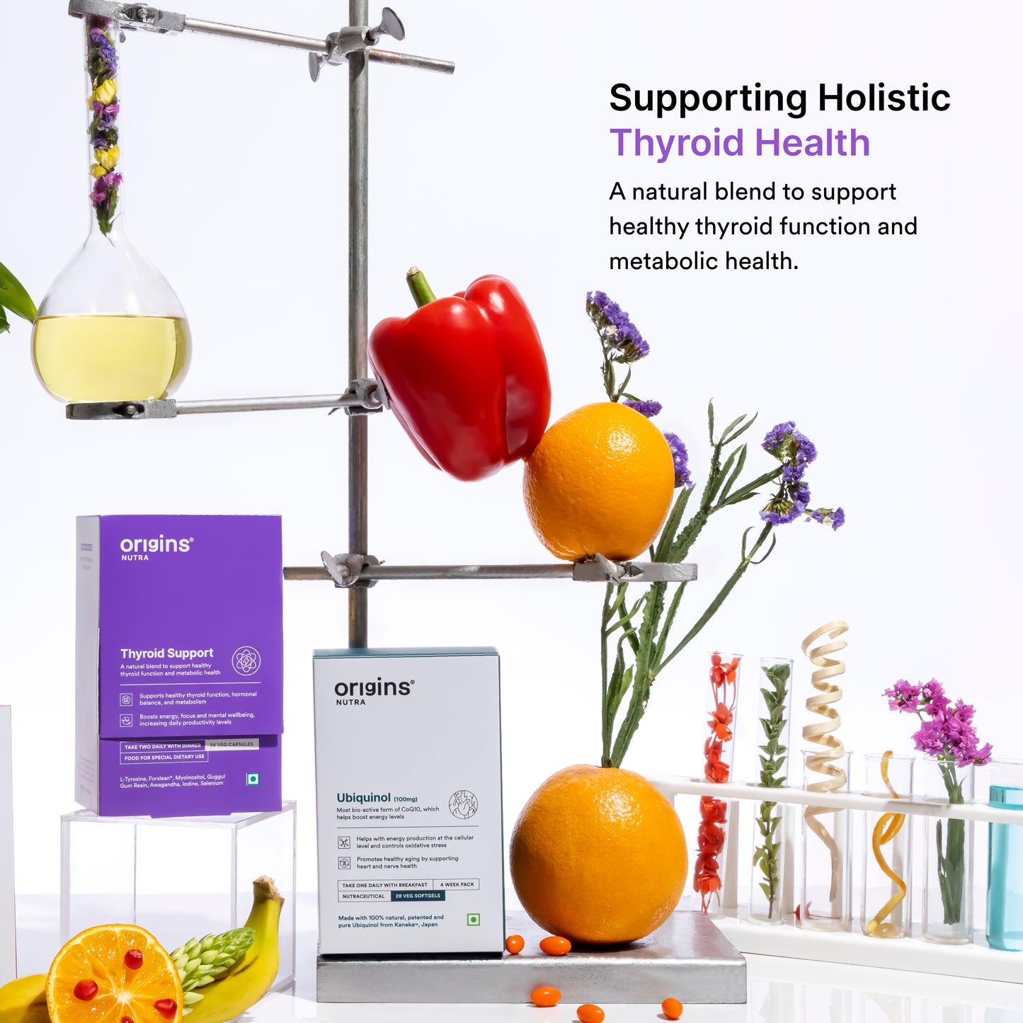 Origins Nutra Thyroid Support | Support Healthy Thyroid Function, Maintain Hormonal Balance | ForsLean, ShodenGMP Certified | For Men & Women | 56 Veg Capsules