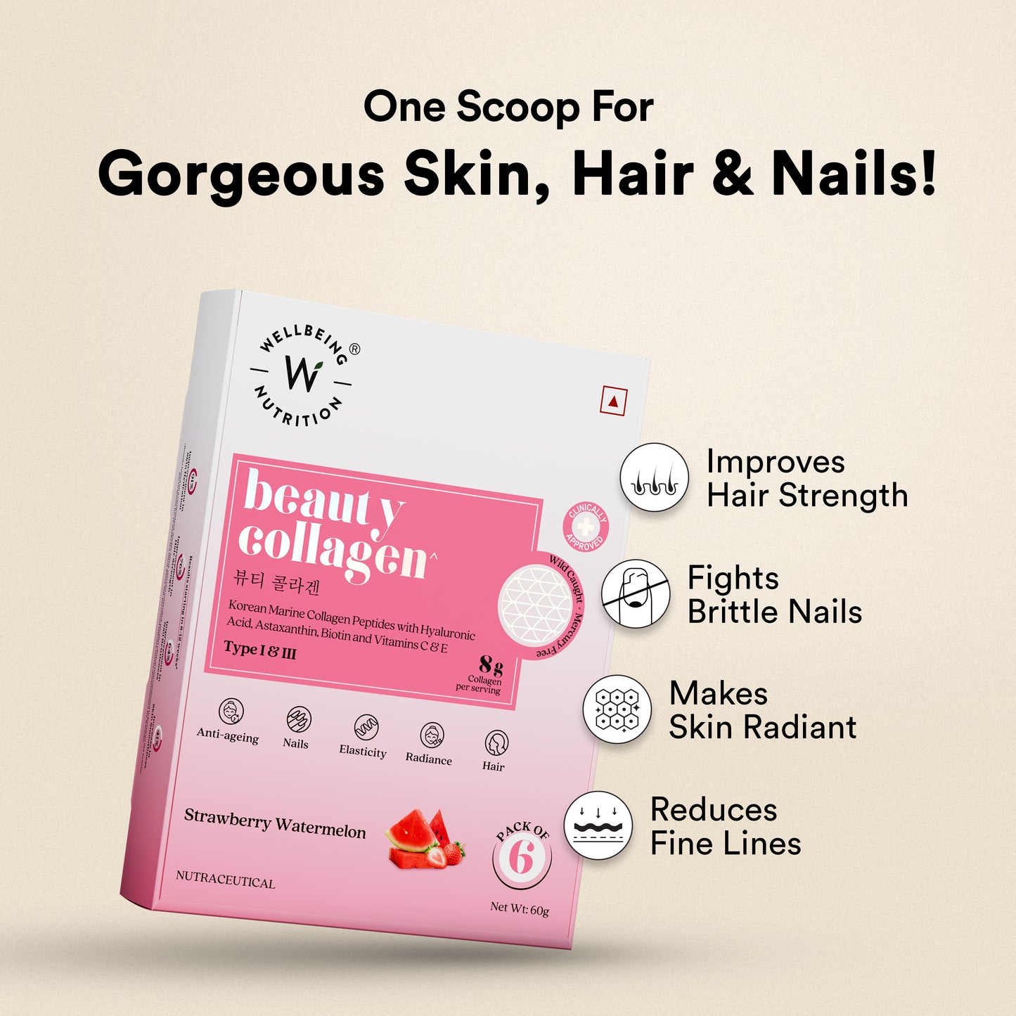 Beauty Collagen Strawberry Watermelon Sachets - 6