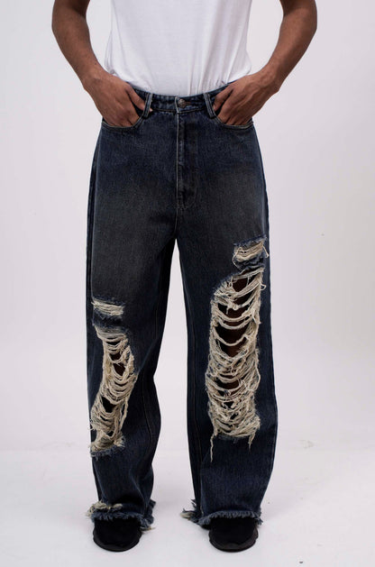 Indigo Distressed Jeans | Huemn at Broadway