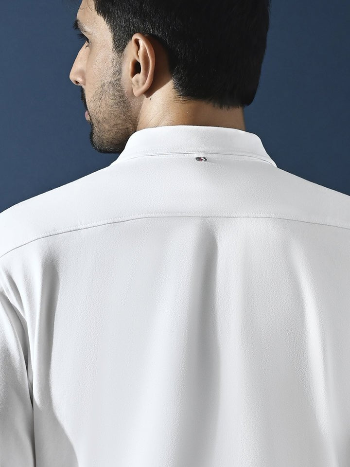 White Solid Pique Knitted Shirt | Kingdom Of White at Broadway
