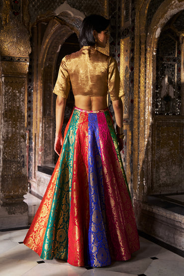 BENARES TISSUE CROPPED ZIP SHIRT