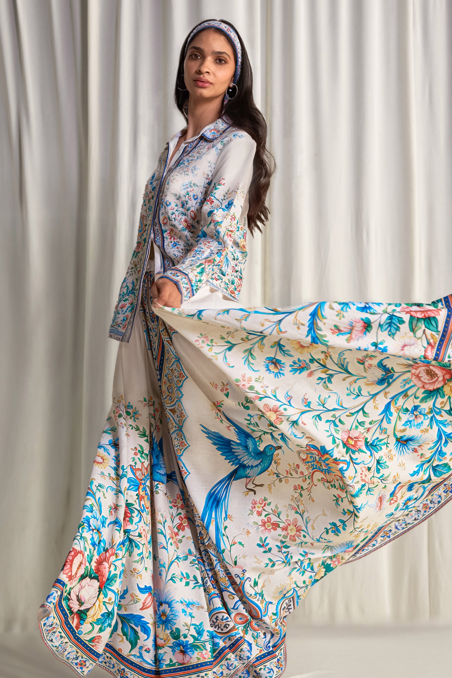 LINEN BOTANICAL PRINT SHIRT