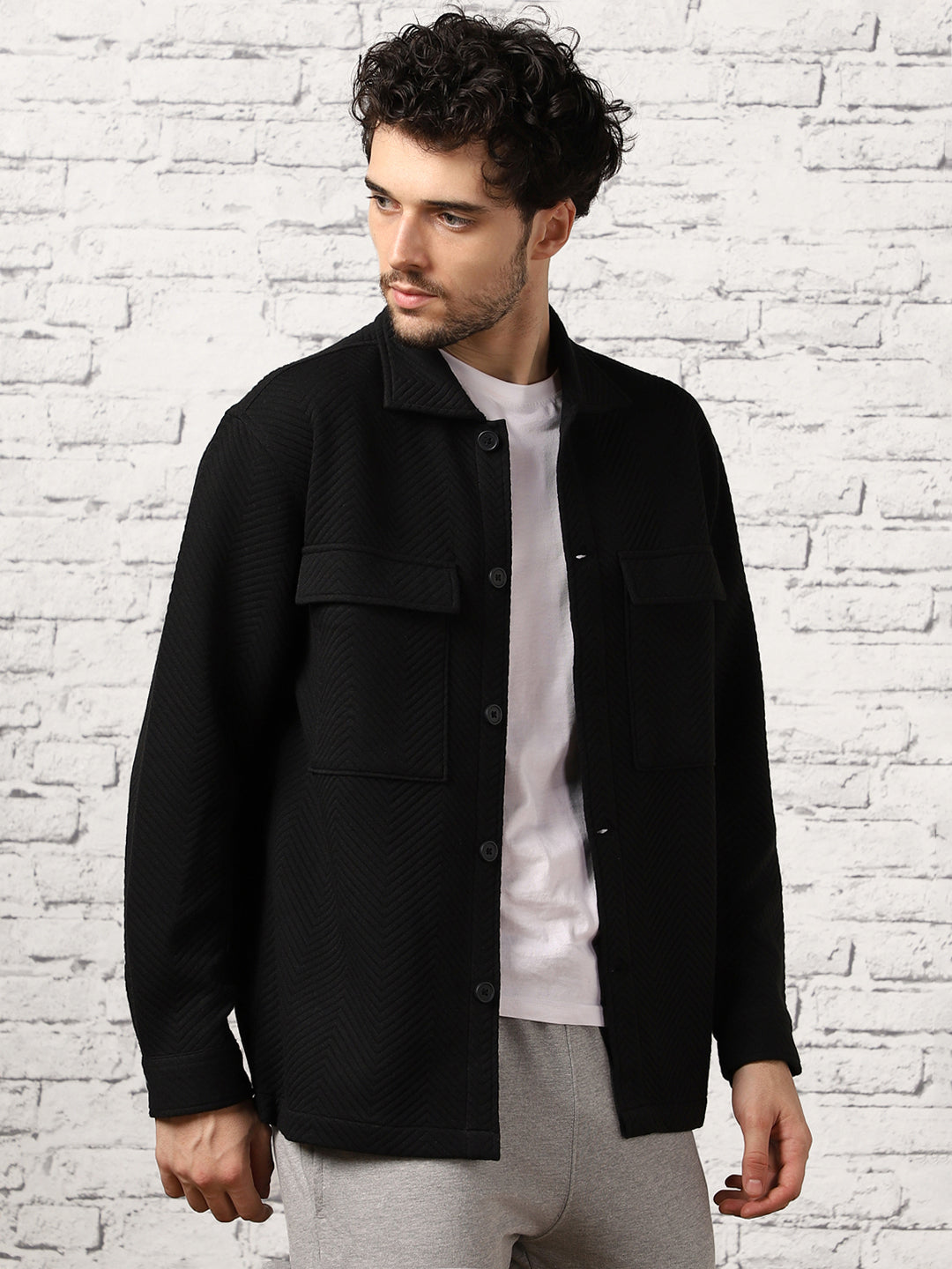 Relaxed Fit Textured Overshirt