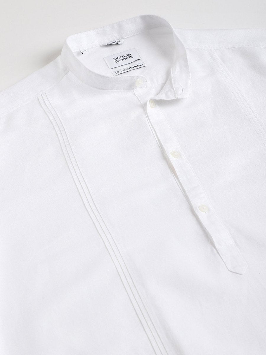 Soft Finish Mandarin Collar White Kurta - Spirited